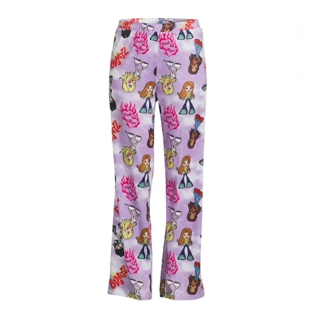 Women’s Juniors’ Bratz Print Comfy Lounge Pajama Sleep Pants, Size 2X